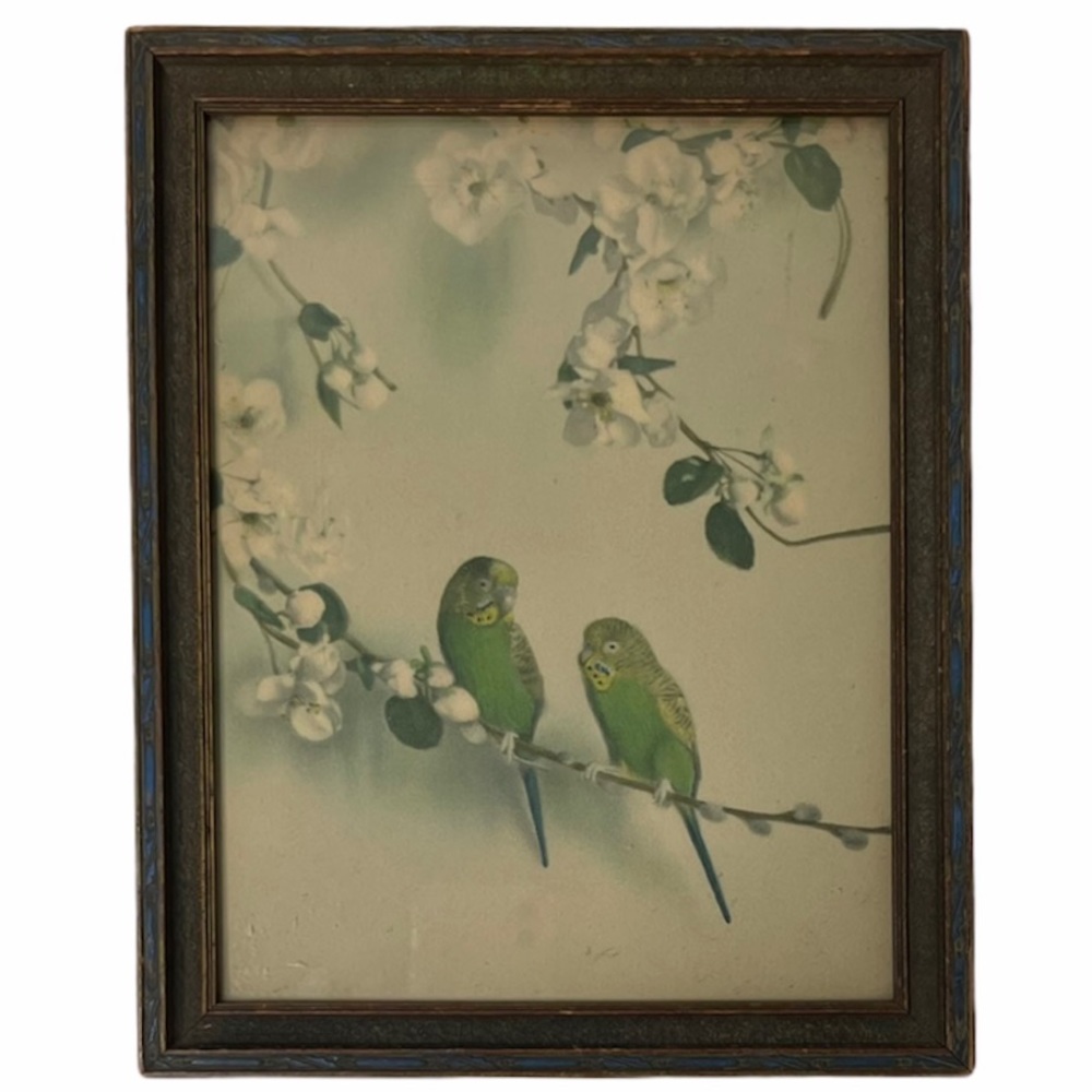 Antique Framed Art Elegant Birds of Grace Floral Vintage Picture Frame